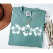 Hibiscus Flower T-Shirt, Tropical Floral T-Shirt, Hawaii Vacation Beach Tee, Summer Vibes Shirt for Women, Coastal Tee TH150550