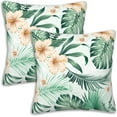 thumbnail image 1 of Hibiscus Flower Throw Pillow Cover Pack of 2 Square Couch Pillowcase Tropical Palm Leaf Cushion Cover for Living Room Bedroom Sofa Car 18x18 Inch, 1 of 6