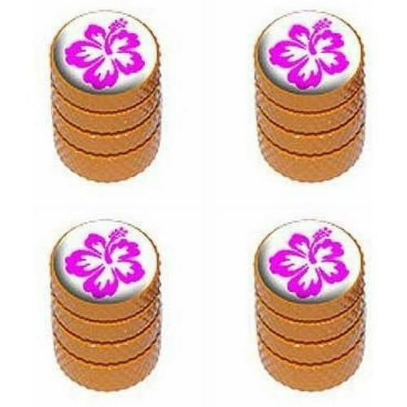 Hibiscus Flower Tire Rim Wheel Aluminum Valve Stem Caps, Multiple Colors