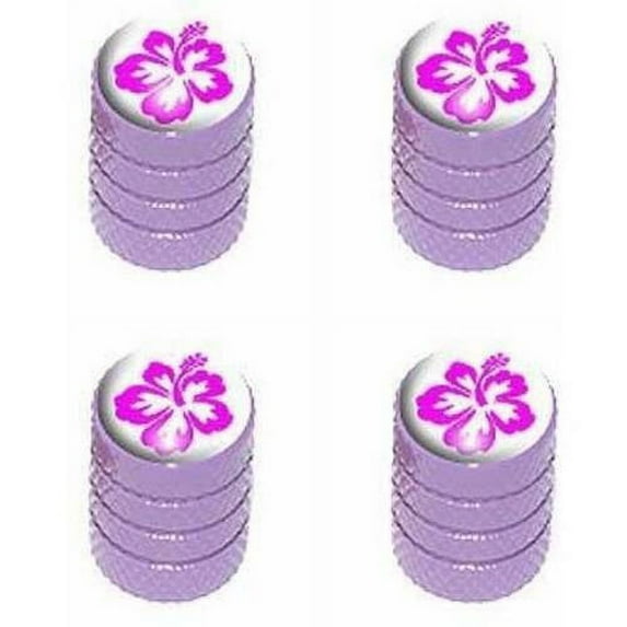 Hibiscus Flower Tire Rim Wheel Aluminum Valve Stem Caps, Multiple Colors