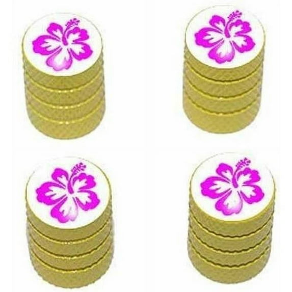 Hibiscus Flower Tire Rim Wheel Aluminum Valve Stem Caps, Multiple Colors