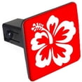 thumbnail image 1 of Hibiscus Flower, White On Red 1.25" Tow Trailer Hitch Cover Plug Insert, 1 of 1