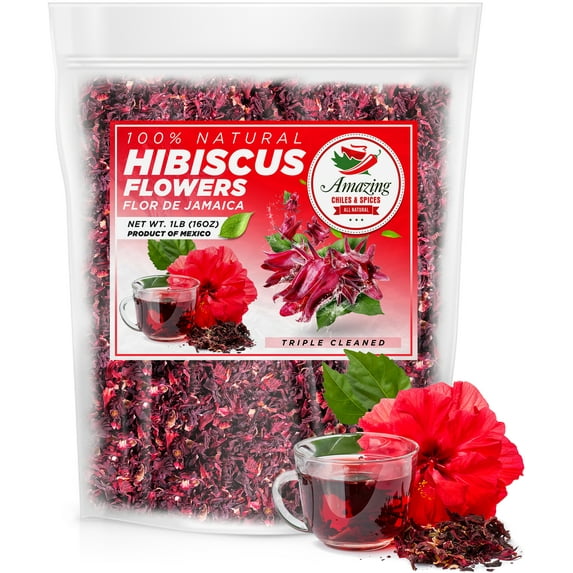 Hibiscus Flowers 1lb (16oz) Premium, All Natural, Triple Cleaned