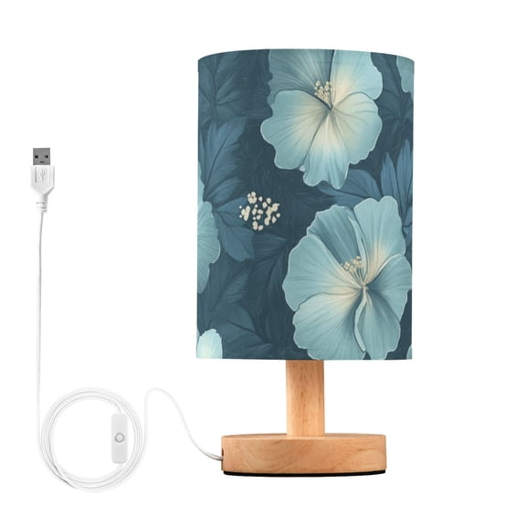 Hibiscus Flowers Leaves Table Lamp with USB Port LED Warm Light Lamp Night Light Home Decor