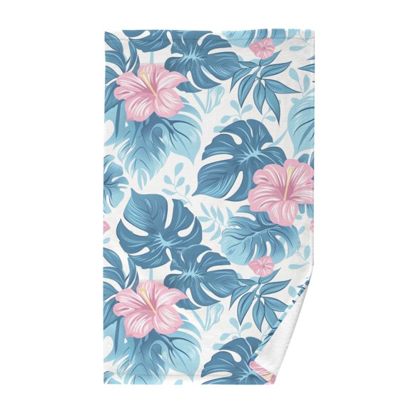 Hibiscus Flowers Pattern Bath Towel 100% Cotton Soft Thick High Absorbency Hand Face Towel Single Pack 16x28in