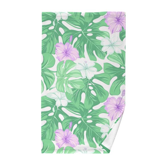 Hibiscus Flowers Pattern Bath Towel 100% Cotton Soft Thick High Absorbency Hand Face Towel Single Pack 16x28in