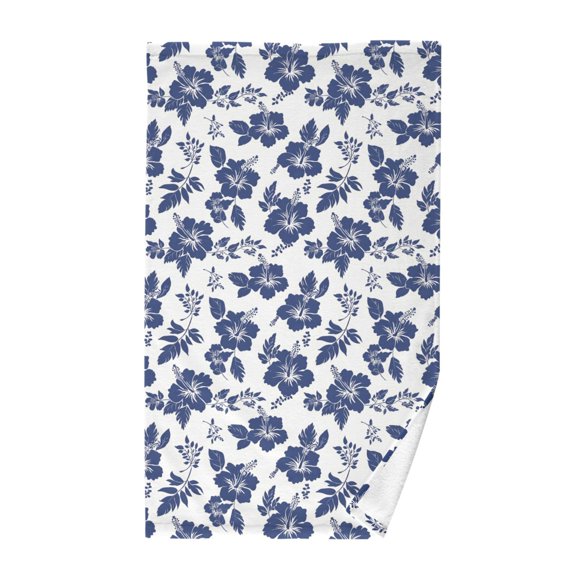 Hibiscus Flowers Pattern Bath Towel 100% Cotton Soft Thick High Absorbency Hand Face Towel Single Pack 16x28in