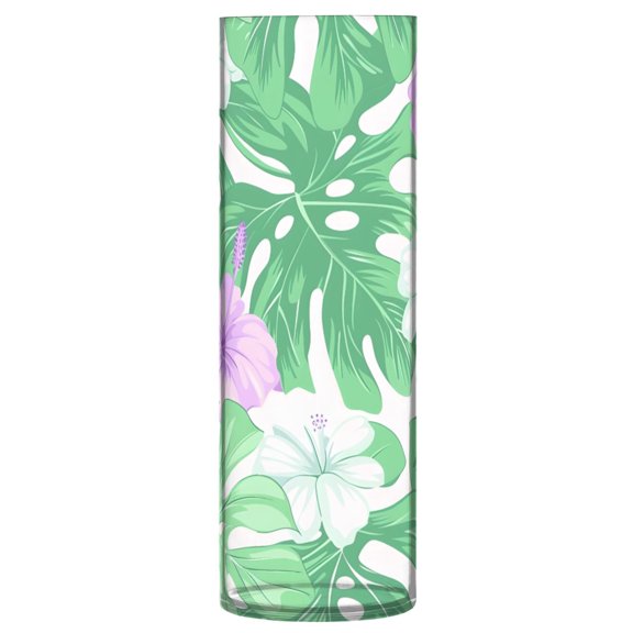 Hibiscus Flowers Pattern Vase Flower Vase Clear Unbreakable Plastic Tall Decorative 11.8in
