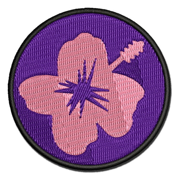 Hibiscus Hawaii Tropical Flower Applique Multi-Color Embroidered Hook & Loop Patch - 3 Inch Medium