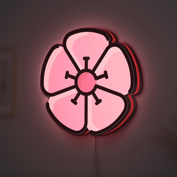 Hibiscus LED Lightbox - Nature Botanical Flower Blossom Decor, Custom Led Sign for Home Office Shop Decor (Width 8 inch, 20cm)