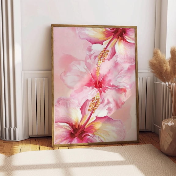 Hibiscus & Lily Wall Poster Tropical Flower Boho Botanical Poster Modern Floral Decor Art Flower Poster, Poster Home Decor, Poster Only