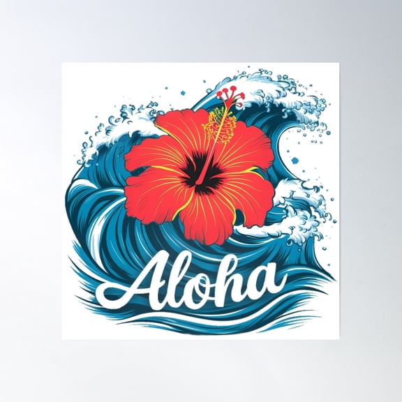 Hibiscus Native Flower Aloha Poster Wall Art, Modern Wall Decor, 16x16 UNFRAMED