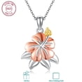 thumbnail image 1 of Hibiscus Necklace 925 Sterling Silver Hawaiian Flower Necklace Mother Birthday Christmas Jewelry Gifts for Women, 1 of 6