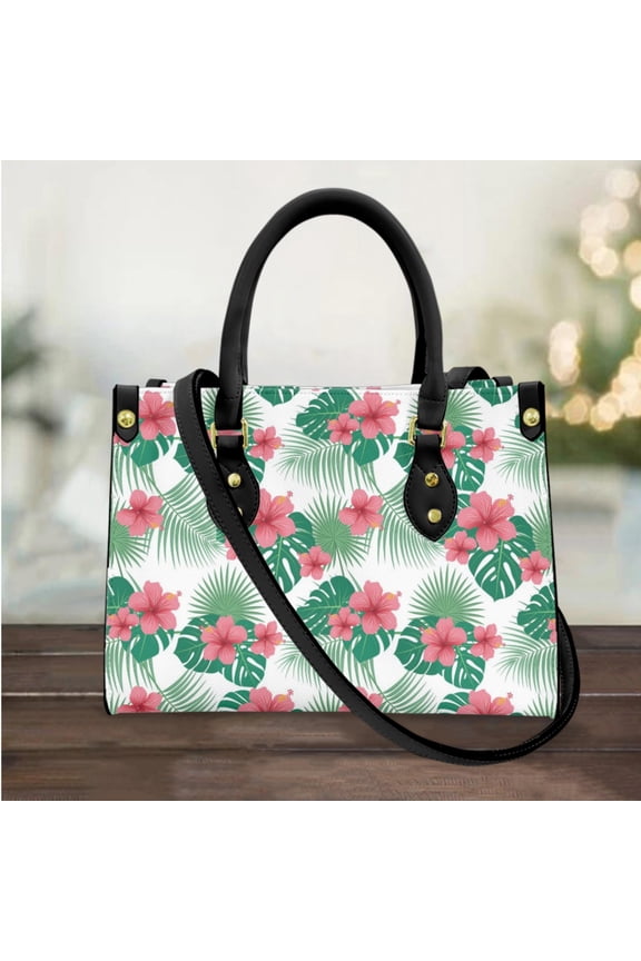 Hibiscus Palm Leaf Hawaiian Style Print Long Shoulder Strap Messenger Bag Portable Handle Girls Travel Coin Purse New