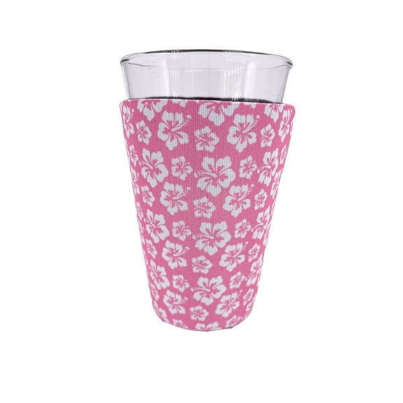 Hibiscus Pattern Pint Glass Coolie (1)