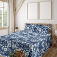 thumbnail image 1 of Ambesonne Hibiscus Pattern Fitted & Flat Sheet with Sham 3 Pcs Set, Romantic Winter, Twin, Dark Sky Blue and Off White, 1 of 1