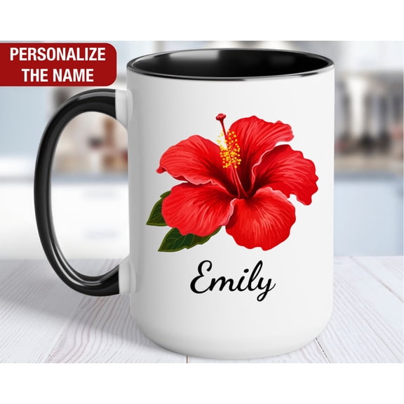 Hibiscus Personalized Mug Hibiscus Name Mug Hibiscus Coffee Cup Hibiscus Custom Gift for H