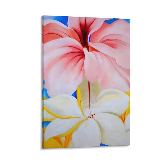 Hibiscus with Plumeria (1939) by Georgia OKeeffe Painting Poster-3-4 Poster Cool Artworks Painting Wall Art Canvas Prints Hanging Picture Home Decor Posters Gift 16x24inch(40x60cm)