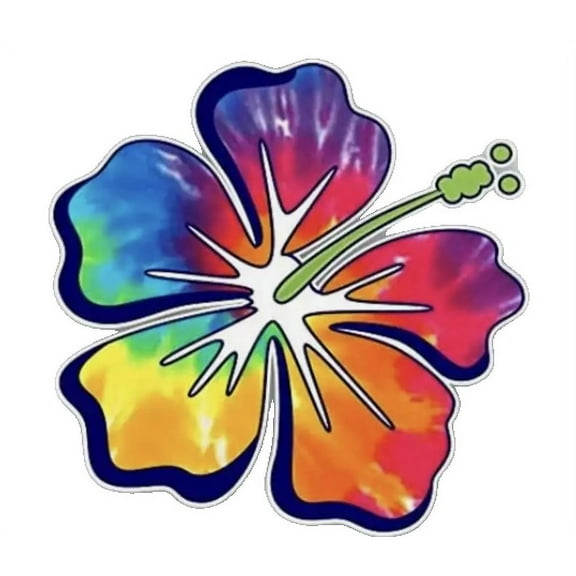 Hibiscus Rainbow Flower Hawaiian Flower Decals Holographic Design, PVC Sticker