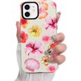 thumbnail image 1 of Hibiscus Seashell Phone Case for iPhone 12 6.1 Inche 2020, Cute Summer Florals Pattern Compatible with Magsafe Matte Protective Case Cover with Screen Protector for Girls Women, 1 of 5