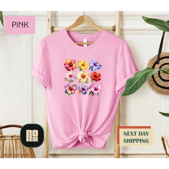 Hibiscus Shirt, Aloha Hawaii Tee, Tropical Floral Graphic T-Shirt, Beachy Summer Vacation Look, Hawaiian Flower Aesthetic T-Shirt SWEATSHIRT All Size S-5XL