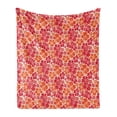 thumbnail image 1 of Hibiscus Soft Flannel Fleece Blanket, Hawaiian Flora Pattern Blooming Ornamentation Grunge Petal Silhouettes, Cozy Plush for Indoor and Outdoor Use, 60" x 80", Vermilion Orange Ivory, by Ambesonne, 1 of 6