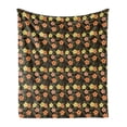 thumbnail image 1 of Hibiscus Soft Flannel Fleece Blanket, Vintage Tropic Jungle Foliage with Colorful Flowers and Exotic Leaves, Cozy Plush for Indoor and Outdoor Use, 50" x 70", Dark Brown Multicolor, by Ambesonne, 1 of 5
