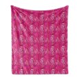 thumbnail image 1 of Hibiscus Soft Flannel Fleece Throw Blanket, Summer Concept Pattern of Tropical Flowers and Monstera Leaves, Cozy Plush for Indoor and Outdoor Use, 50" x 60", Raspberry Baby Pink, by Ambesonne, 1 of 5