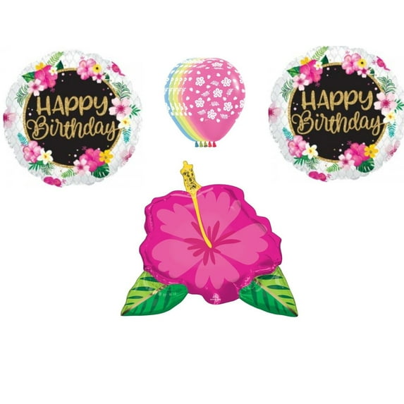 Hibiscus Tropical Flower Birthday Party Balloons Decoration Supplies Beach luau