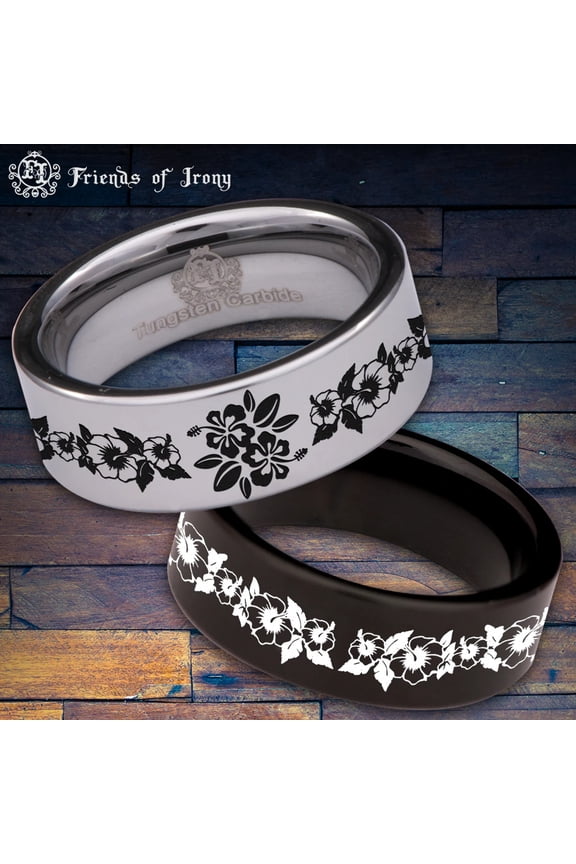 Hibiscus Tungsten Carbide Ring