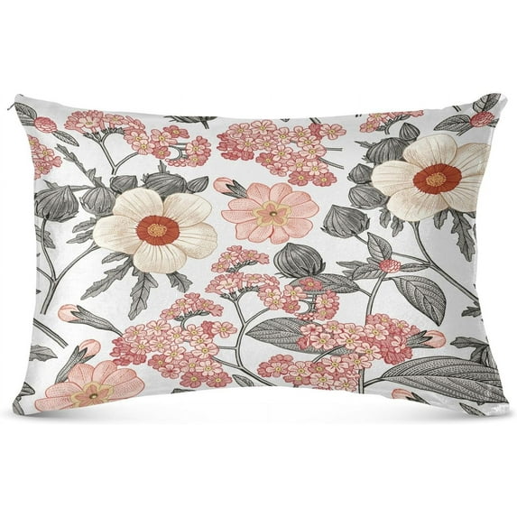 Hibiscus Wildflowers Pillowcase Queen Size, Super Soft Pillow Shams Covers, Plush Cozy Pillow Cases with Zipper, 20" X 30"(98) Home Decor Gifts