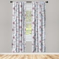 thumbnail image 1 of Hibiscus Window Curtains, Watercolor Design Japanese Vibes Flowers Vintage with Neutral Petals, Lightweight Decor 2-Panel Set with Rod Pocket, Pair of - 28"x95", Pale Blue Pale Lavender, by Ambesonne, 1 of 3