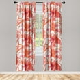 thumbnail image 1 of Hibiscus Window Curtains, Watercolor Silhouettes of Tropical Floral with Neutral Colors Boho Art, Lightweight Decor 2-Panel Set with Rod Pocket, Pair of - 28"x95", Dark Coral Coral White, by Ambesonne, 1 of 3