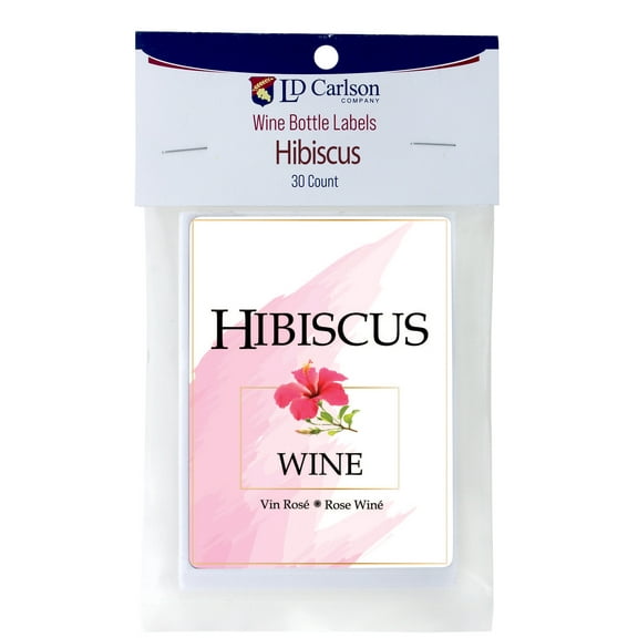 Hibiscus Wine Bottle Labels 30/Pack Mist Collection