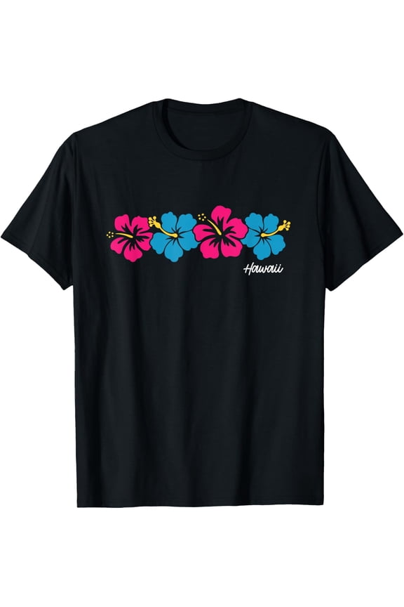 Hibiscus flower Hawaii Aloha Hawaiian retro beach girls boys T-Shirt- Classic Tropical print shirts Unisex 100% Cotton Crew Neck T-Shirt Breathable Casual Everyday Wear Affordable Graphic Soft Cheap