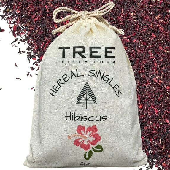 Hibiscus in Double Drawstring Sachet, Organic, Cut 2.5 oz | Tree Fifty Four