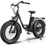 Hiboy EX6 Electric Bike for Adults, 20" 4.0 Fat Tire Step-Thru E Bike 500W Brushless Motor, 48V 15AH Removable Battery Ebike Shimano 7 Speed with Electric Horn