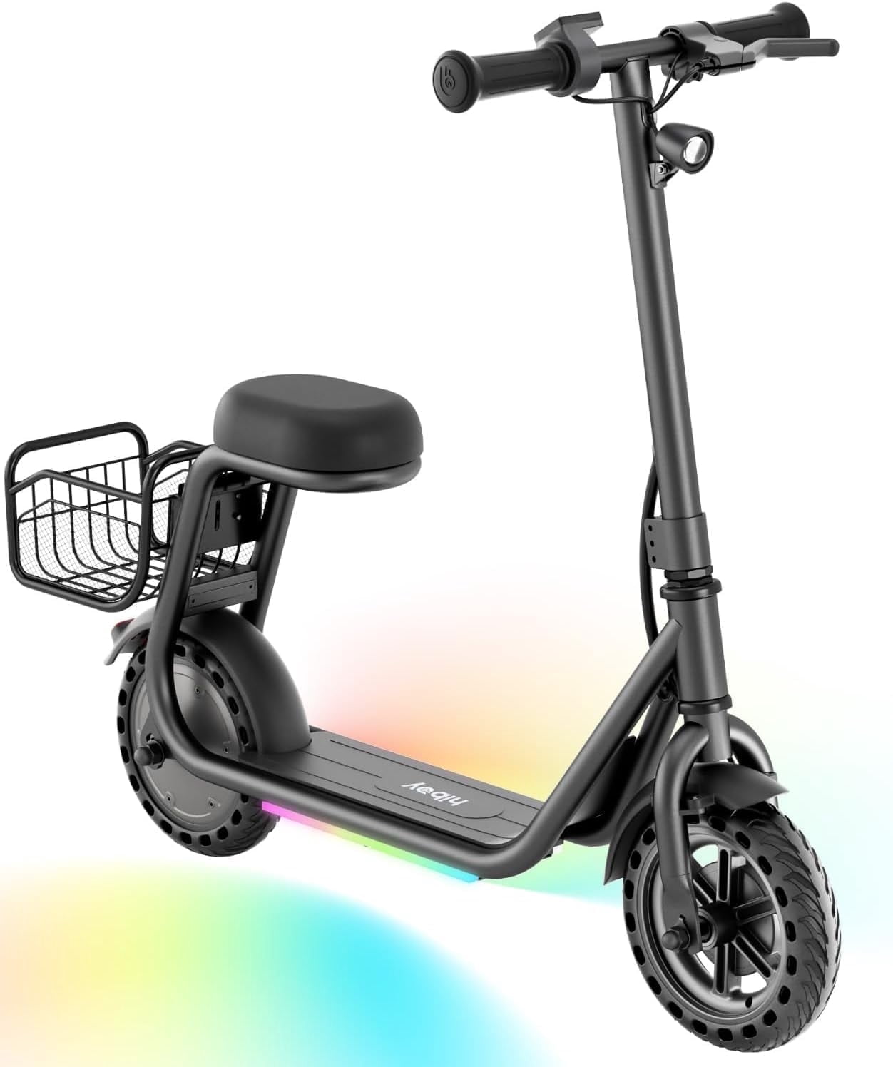 Hiboy Electric Scooter for Kids Ages 4 - 8, 3 - Speed Adjustable, 9.3 MPH & 5 Mile Range, Neon LED Lights Electric Scooter with Seat Black