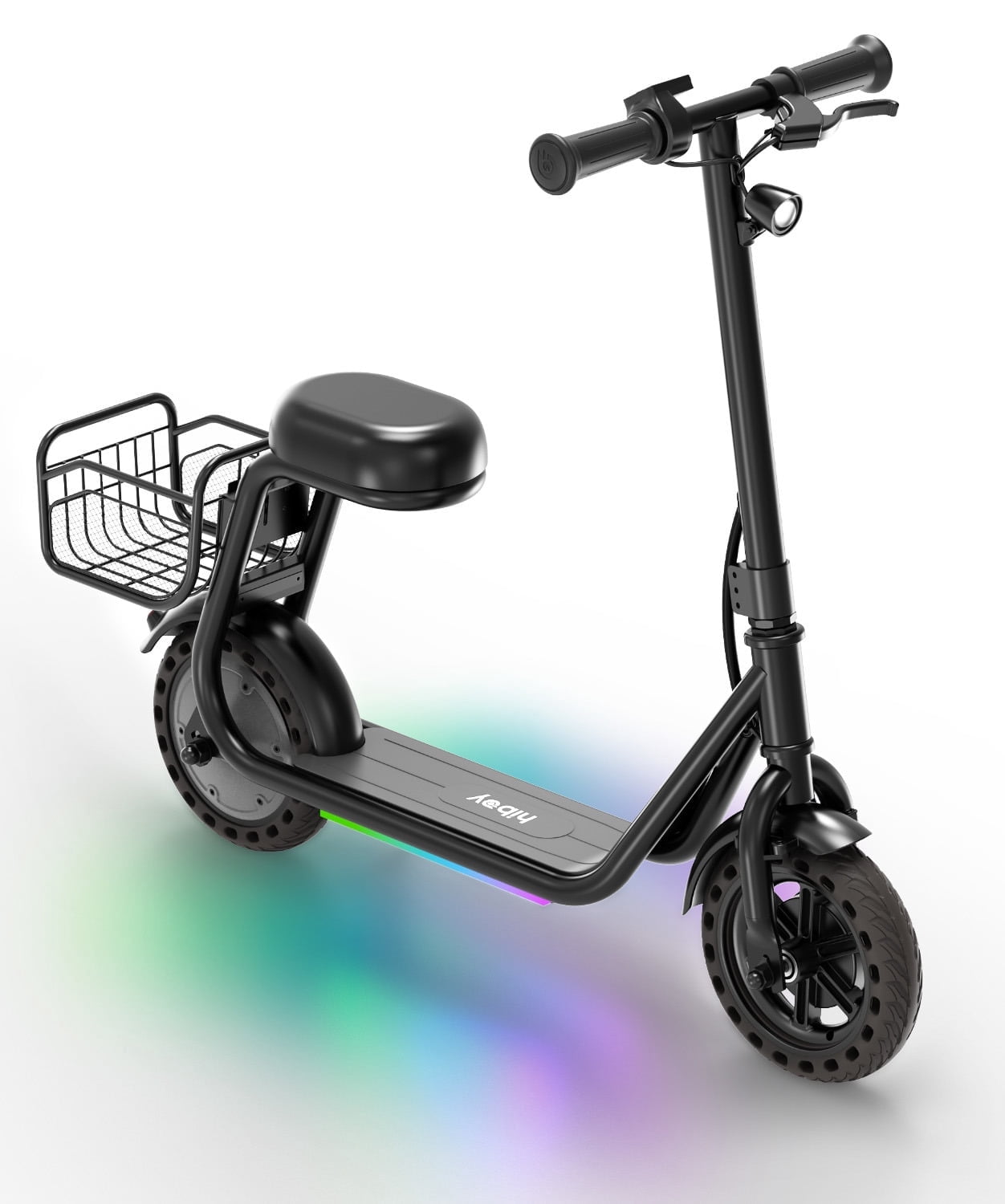 Hiboy Kids Electric Scooter with Seat for Ages 4 - 10, 3 - Speed Adjustable, 9.3 MPH & 5 Mile Range, Neon LED Lights Electric Scooter with Seat Black