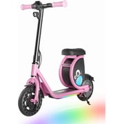 Hiboy Pink JoyHaul Electric Scooter for Kids Ages 4-10 w/ LED Neon Lights, Safety Brake,100W Motor Brushless & Under-Seat Storage