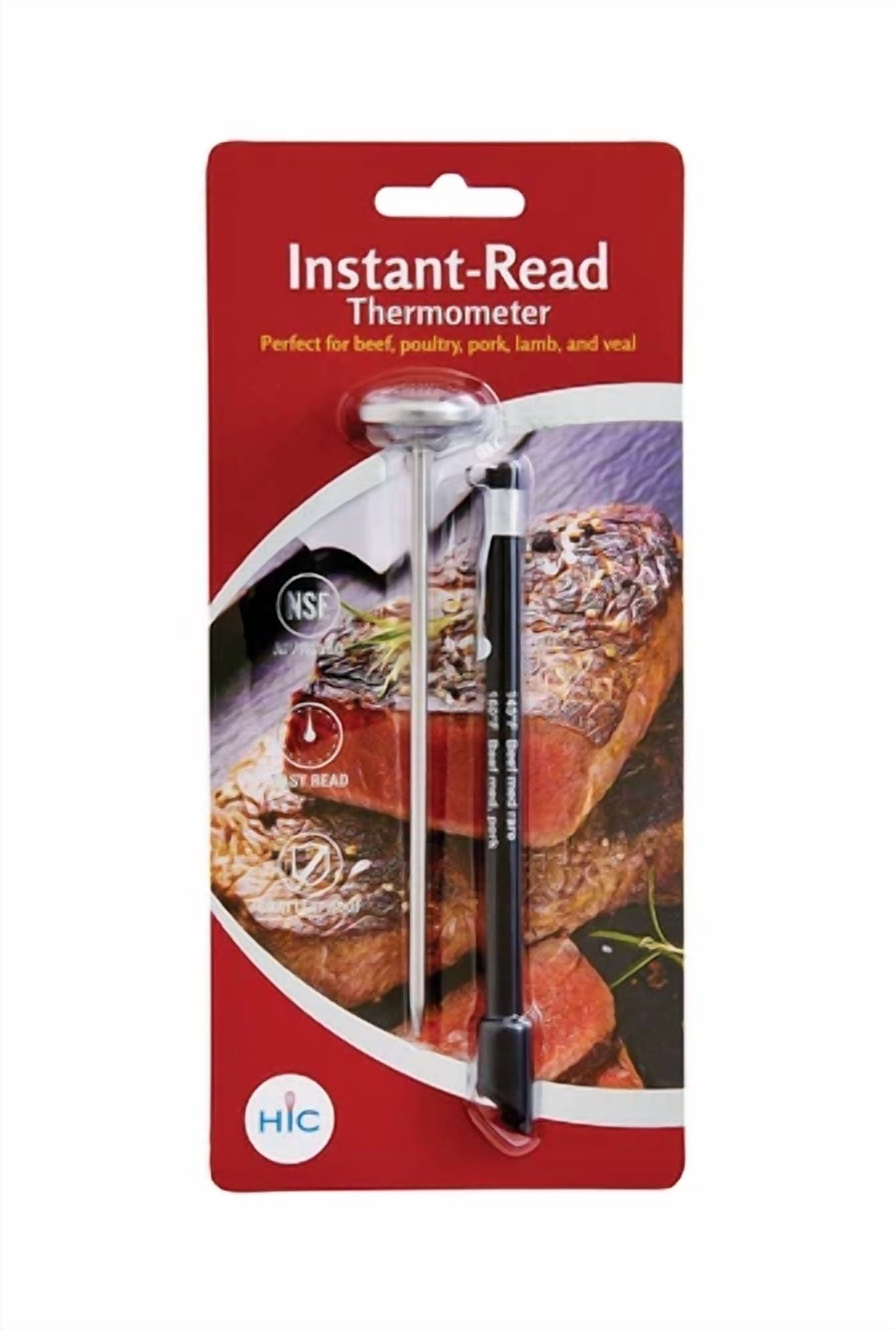 Hic Kitchen Instant-Read Meat Thermometer: Shatterproof Face, Stainless Steel