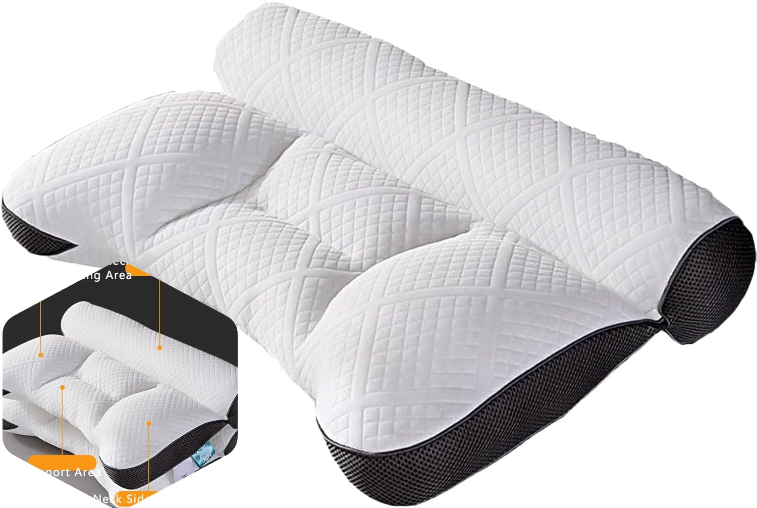 Hicaly Ergonomic Pillow, Deep Sleep Comfort Goose Down Side Sleeper ...