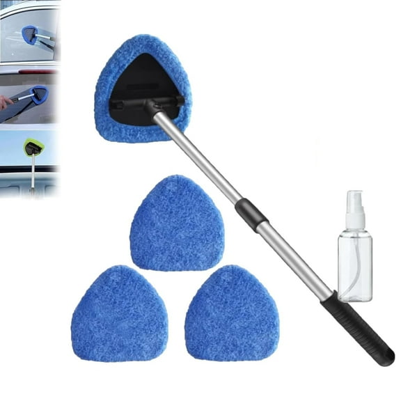Hicaly Windshield Cleaner Tool Washer, Hicaly Car Window Cleaner, 2025 New in Inside Cleaning Supplies Car Cleaning Kit with Reusable Microfiber Glass Wiper Kit, for Streak-Free Windows Blue