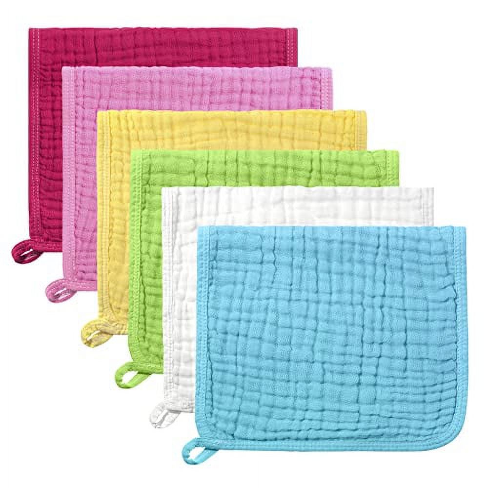 Hicarer 6 Pieces Large 20 x 10 Inch Muslin Burp Cloths MultiColors