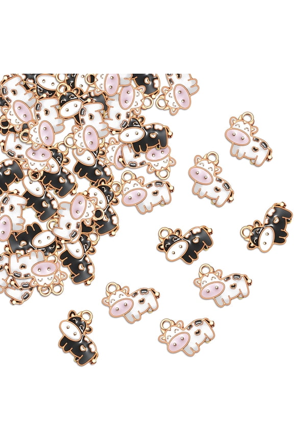 60 Pieces Cow Charms Colorful Animal Metal DIY Cute Enamel Pendants Cow