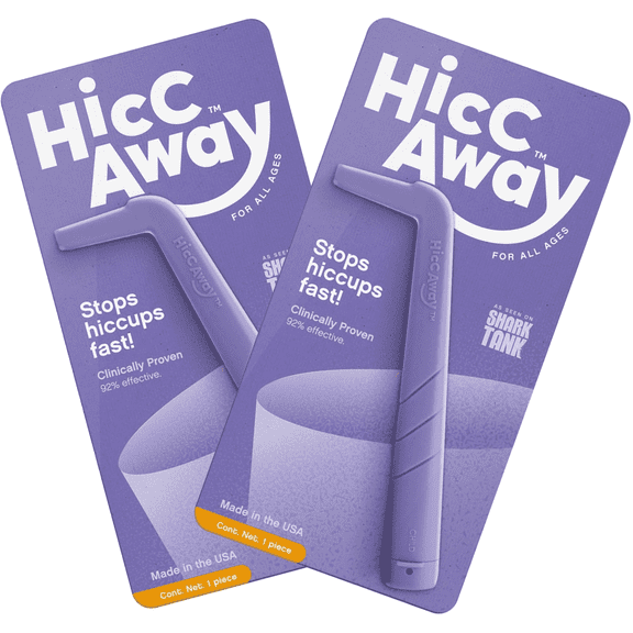 HiccAway Hiccup Straw – 2 Pack | Clinically Proven Fast Hiccup Relief, Drug-Free, Reusable & Portable Solution for All Ages | As Seen on Shark Tank