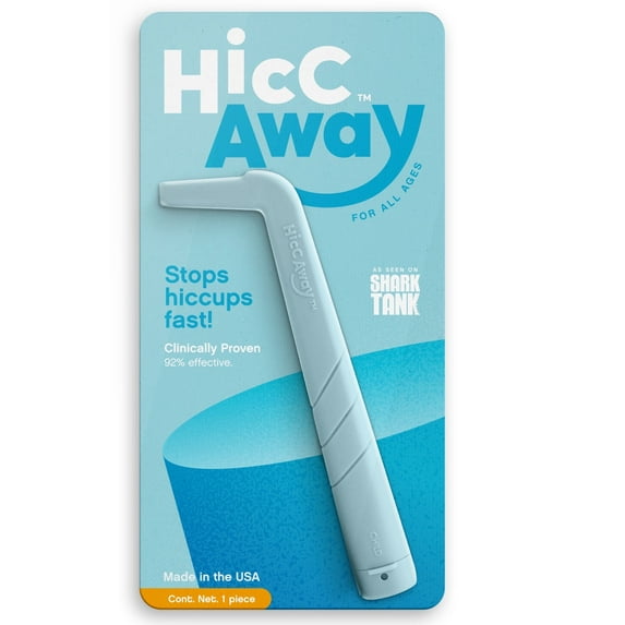 HiccAway Hiccup Straw – Clinically Proven Fast Hiccup Relief for All Ages – Drug-Free, Reusable, Dishwasher Safe – As Seen on Shark Tank – Baby Blue – 1 Pack – Made in USA