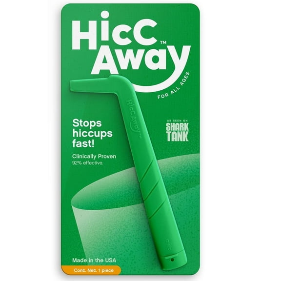 HiccAway Hiccup Straw – 1-Pack Green | Natural, Drug-Free Hiccup Relief for All Ages | Clinically Proven, Reusable & Safe | As Seen on Shark Tank | Made in USA