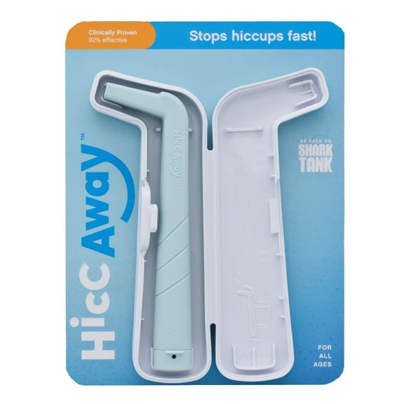 HiccAway Hiccup Straw with Protective Case – Clinically Proven Natural Relief for Hiccups – 92% Effective, Drug-Free, Reusable & Safe for All Ages – As Seen on Shark Tank – Light Blue (1 Pack)