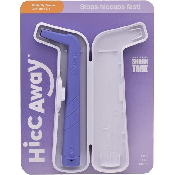HiccAway Hiccup Straw – Fast, Natural Hiccup Relief for All Ages | Clinically Proven, Reusable & Safe | As Seen on Shark Tank | With Case – Purple (1-Pack)